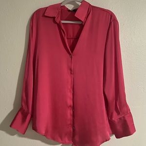 Zara Fuschia Satin Shirt Blouse